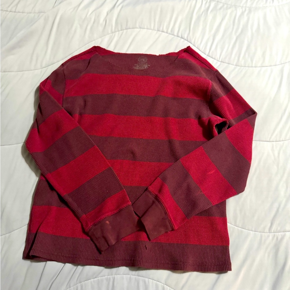 Red and Burgundy Striped Sweater